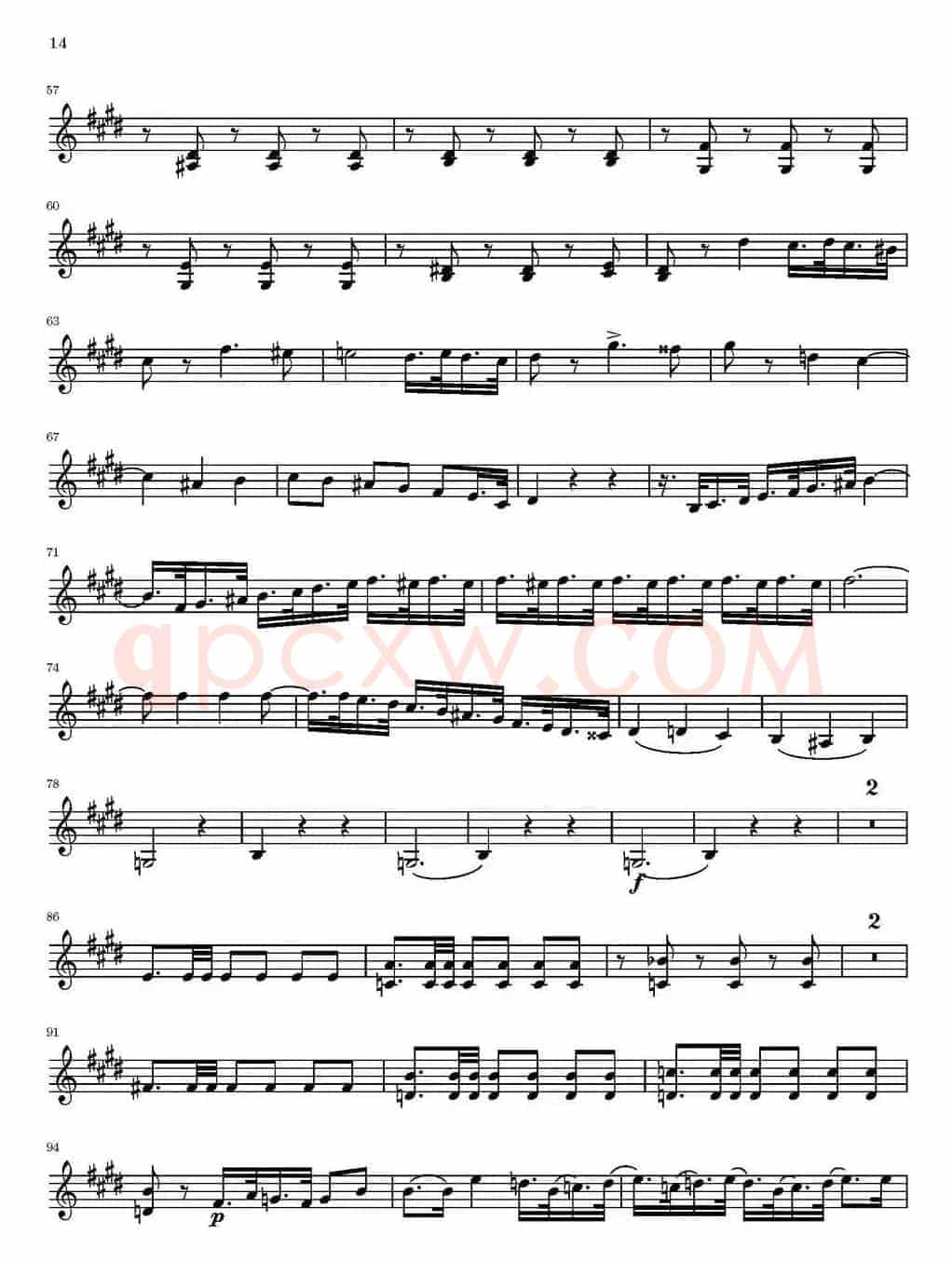 String Quartet nr.18 in E minor（E小调弦乐四重奏）（第二小提琴分谱）