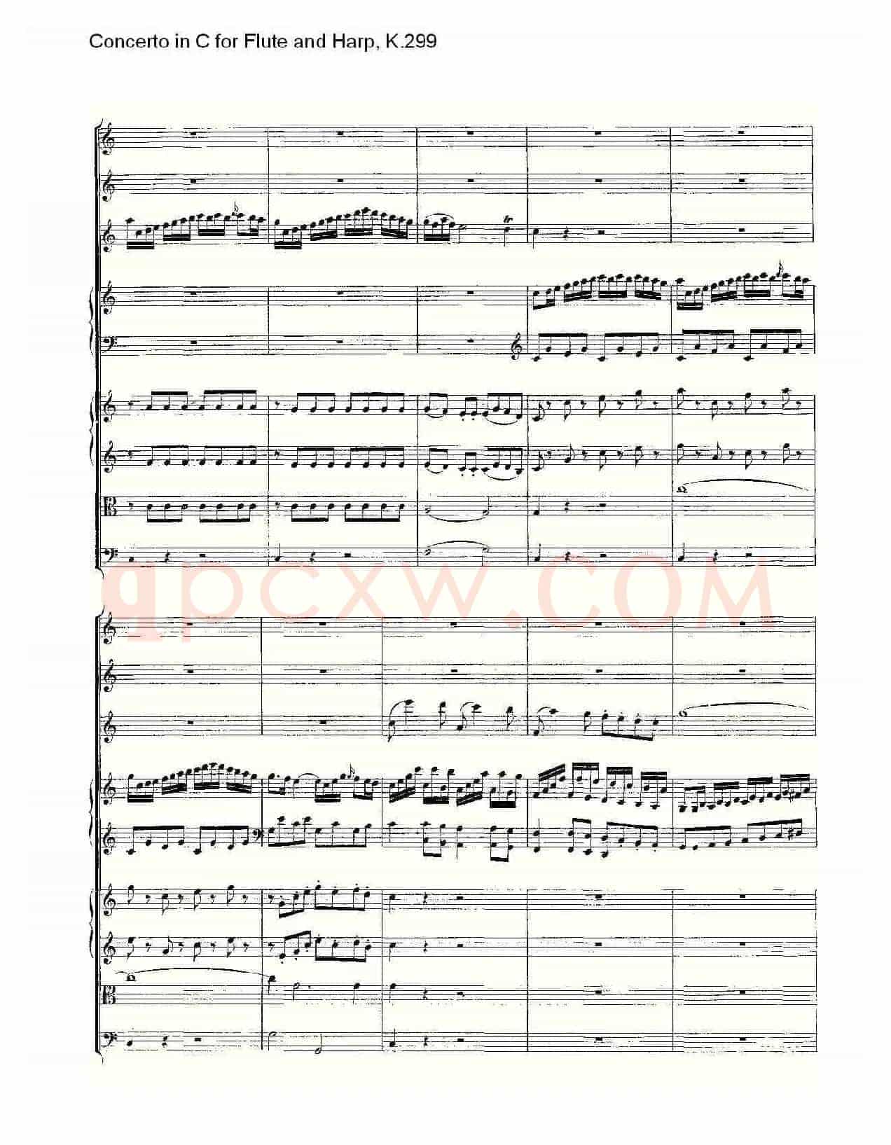 C调长笛与竖琴协奏曲, K.299（一）