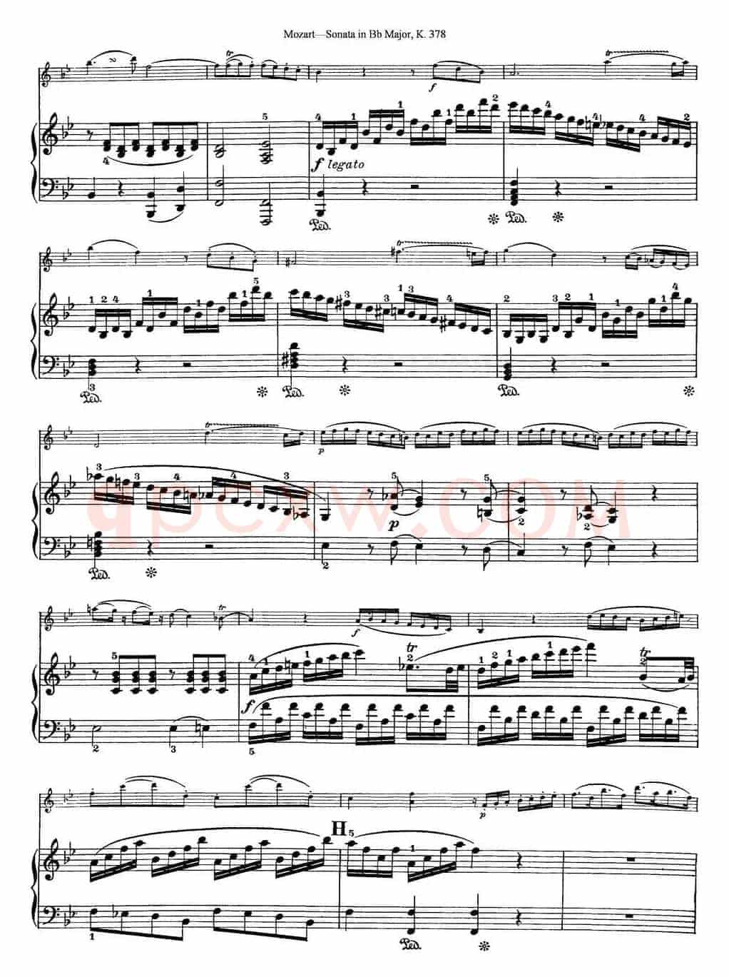 Violin Sonata in Bb Major K.378（小提琴+钢琴伴奏）