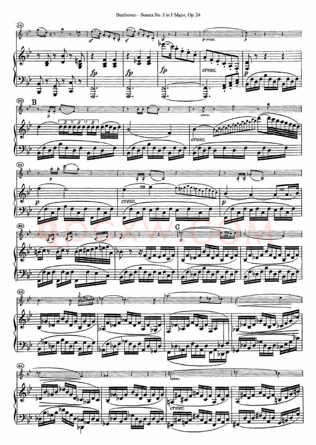 Violin Sonata No.5 in F Major Op.24（小提琴+钢琴伴奏）
