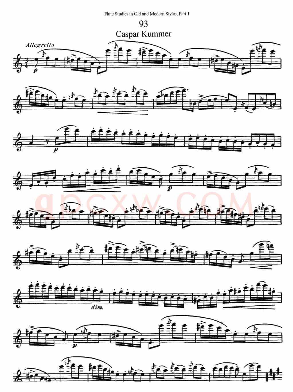 斯勒新老风格长笛练习重奏曲（第一部分）（NO.93-NO.94）