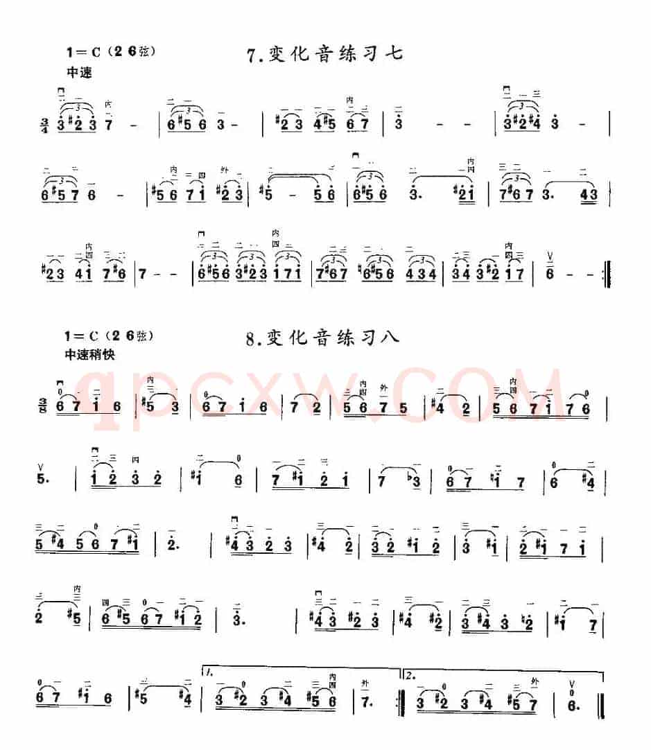 二胡微型练习曲：变化音练习
