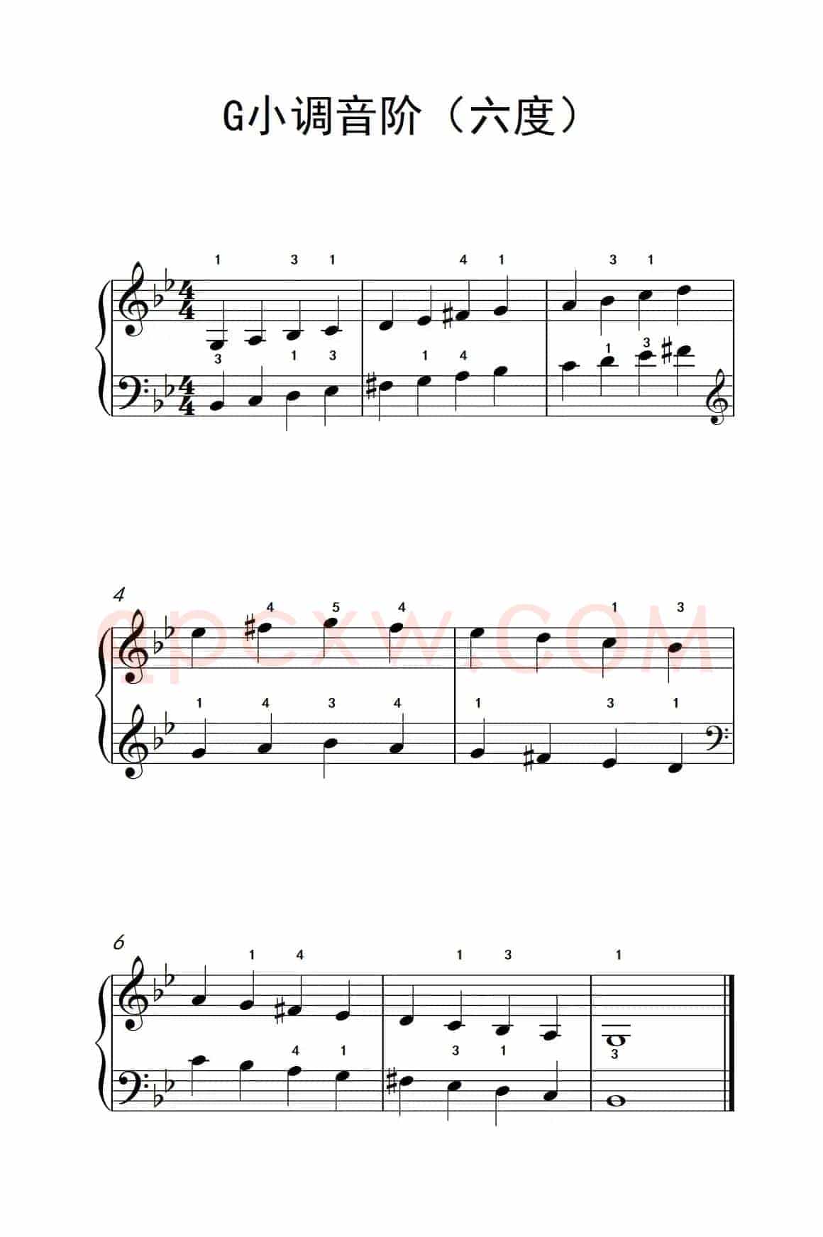 G小调音阶（六度）（儿童钢琴练习曲）