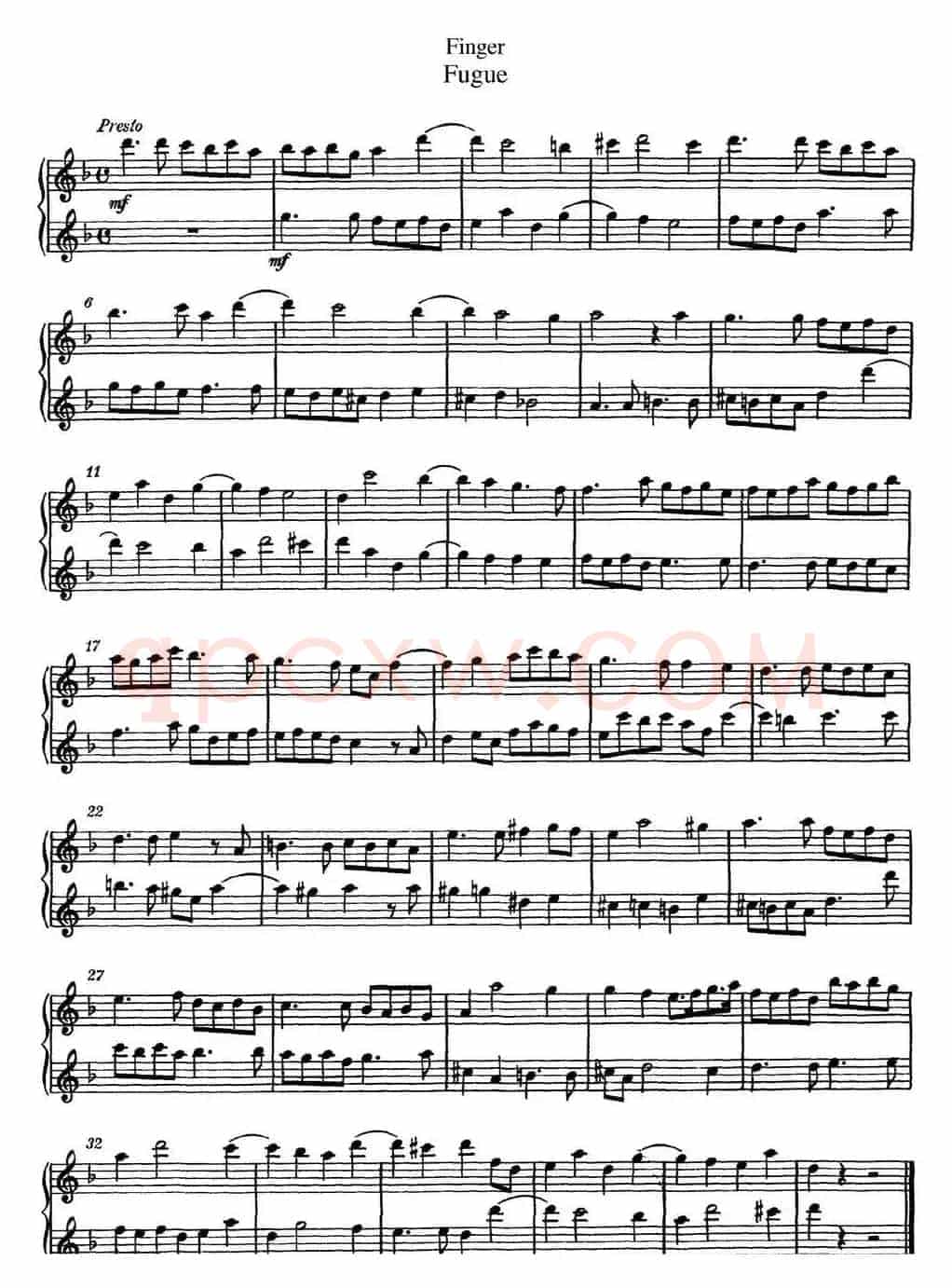 芬格长笛二重奏 Fugue