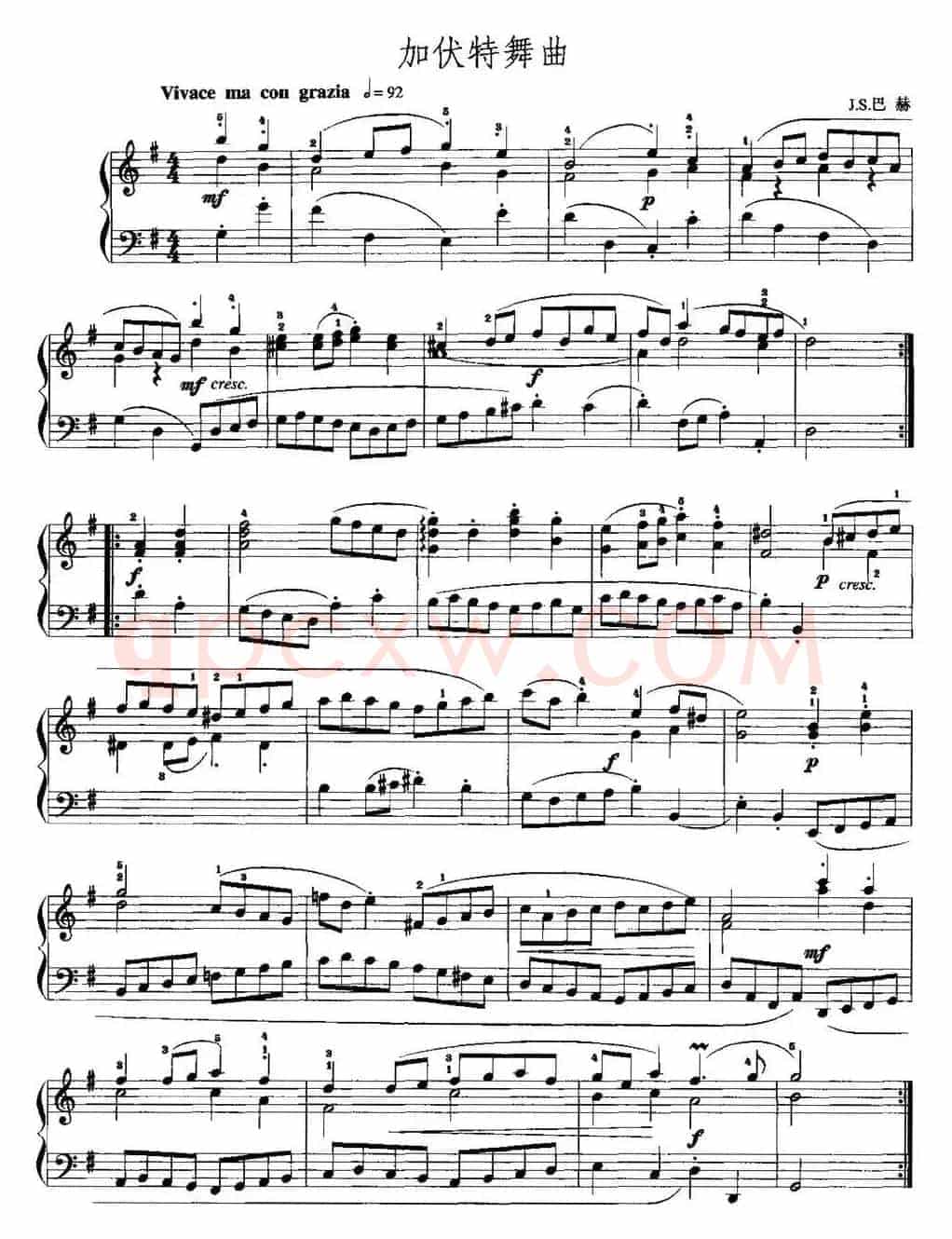 手风琴复调作品：加伏特舞曲（J.S.巴赫作曲版）