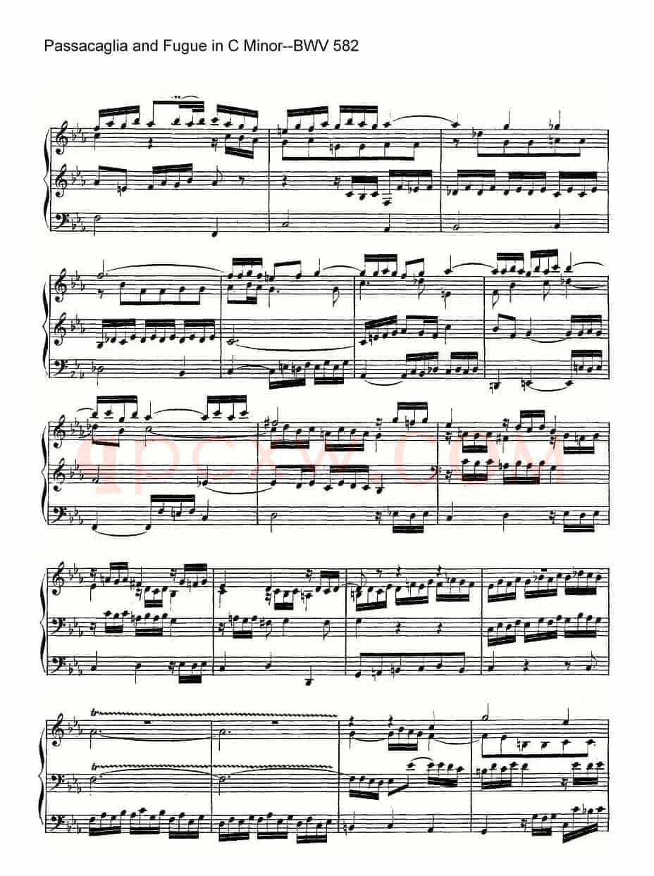 Passacaglia and Fugue in C Minor--BWV 582(管风琴谱)