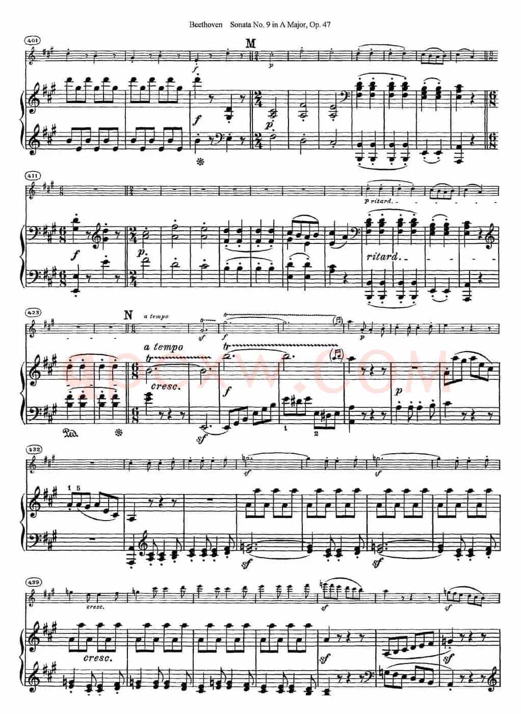 Violin Sonata No.9 in A Major Op.47（小提琴+钢琴伴奏）