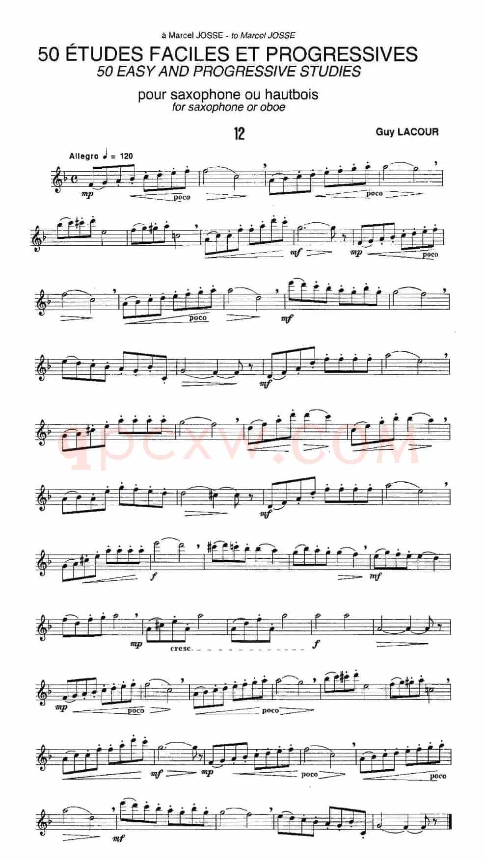 Guy Lacour 50 首萨克斯练习曲之12