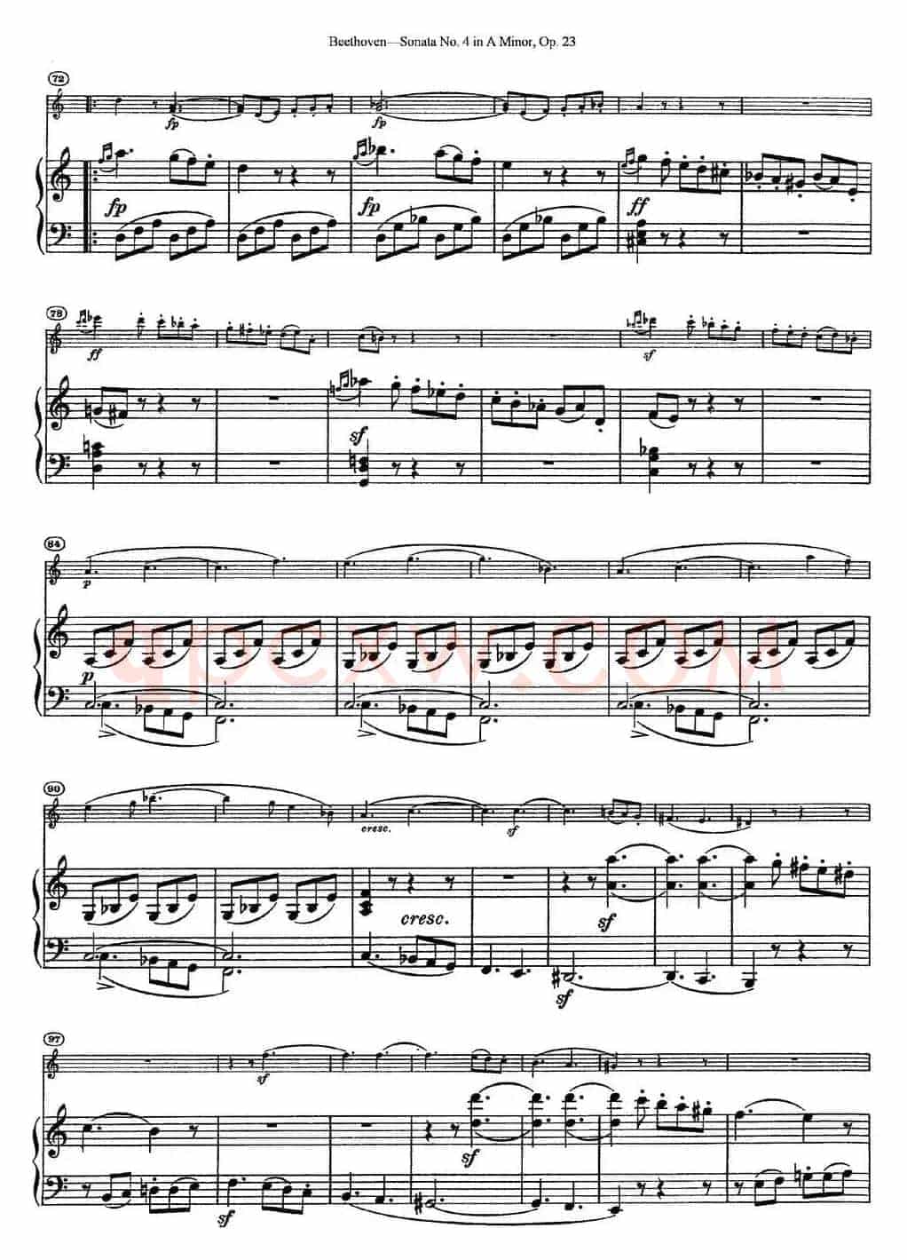 Violin Sonata No.4 in A Minor Op.23（小提琴+钢琴伴奏）