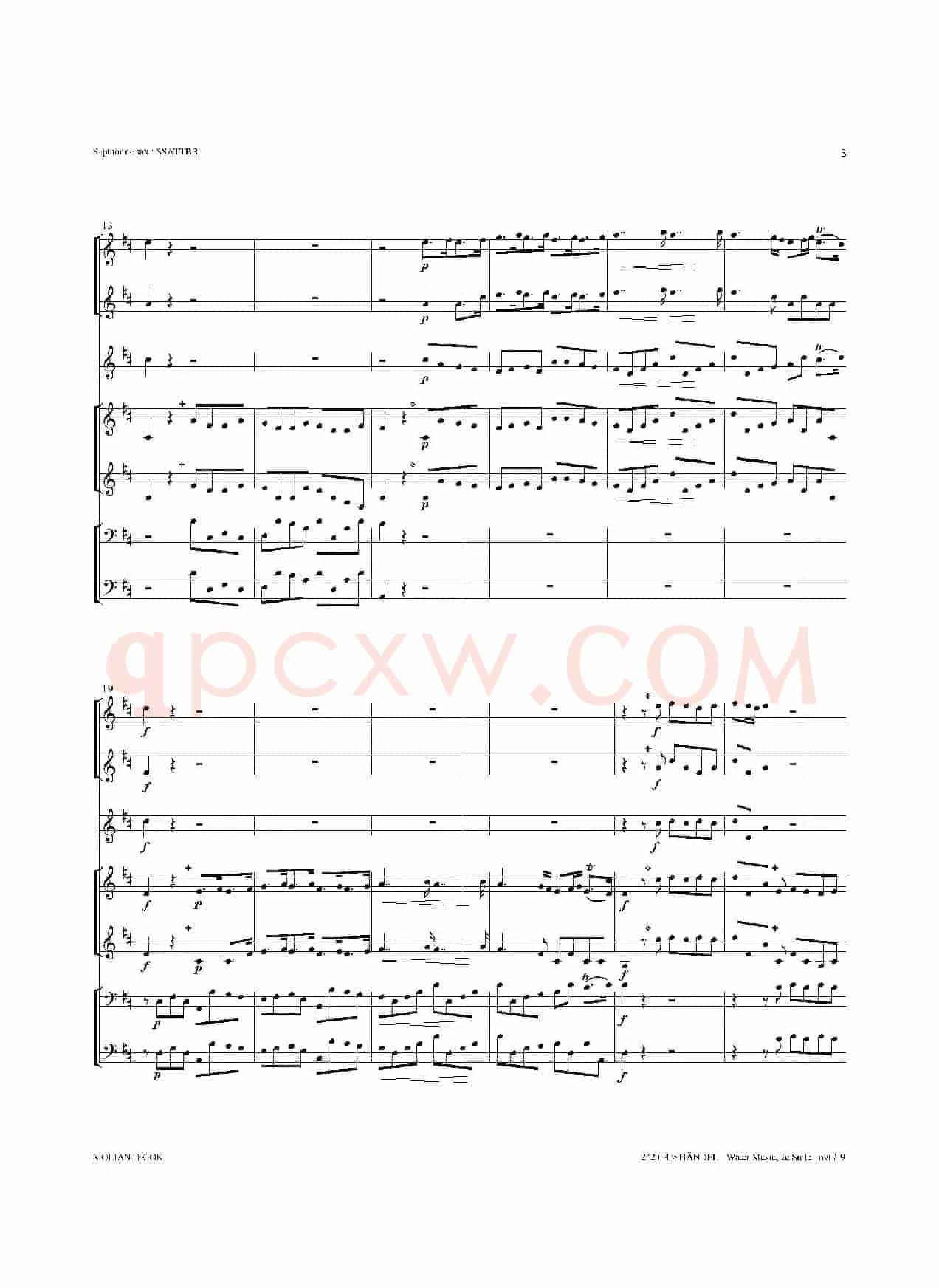 Water Music（HWV.349 No.2）（萨克斯合奏总谱）