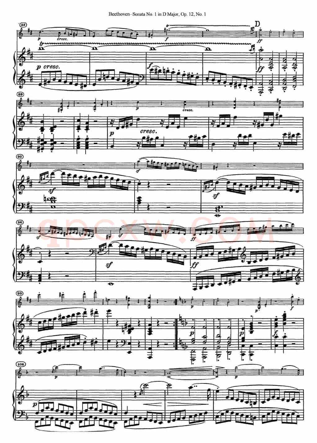 Violin Sonata No.1 in D Major Op.12 No.1（小提琴+钢琴伴奏）