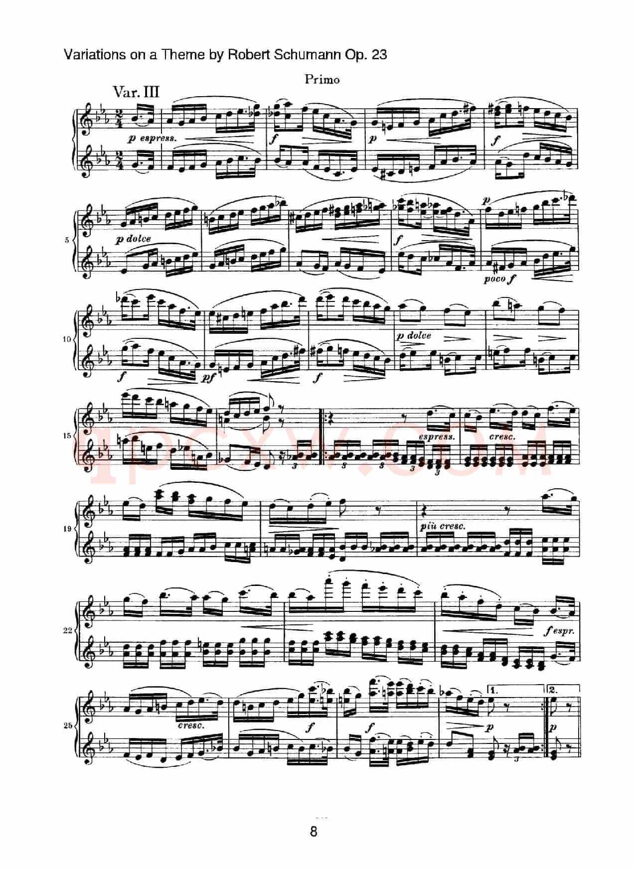 Variations on a Theme by Robert Schumann Op.23(舒曼主题变奏曲)(四手联弹)