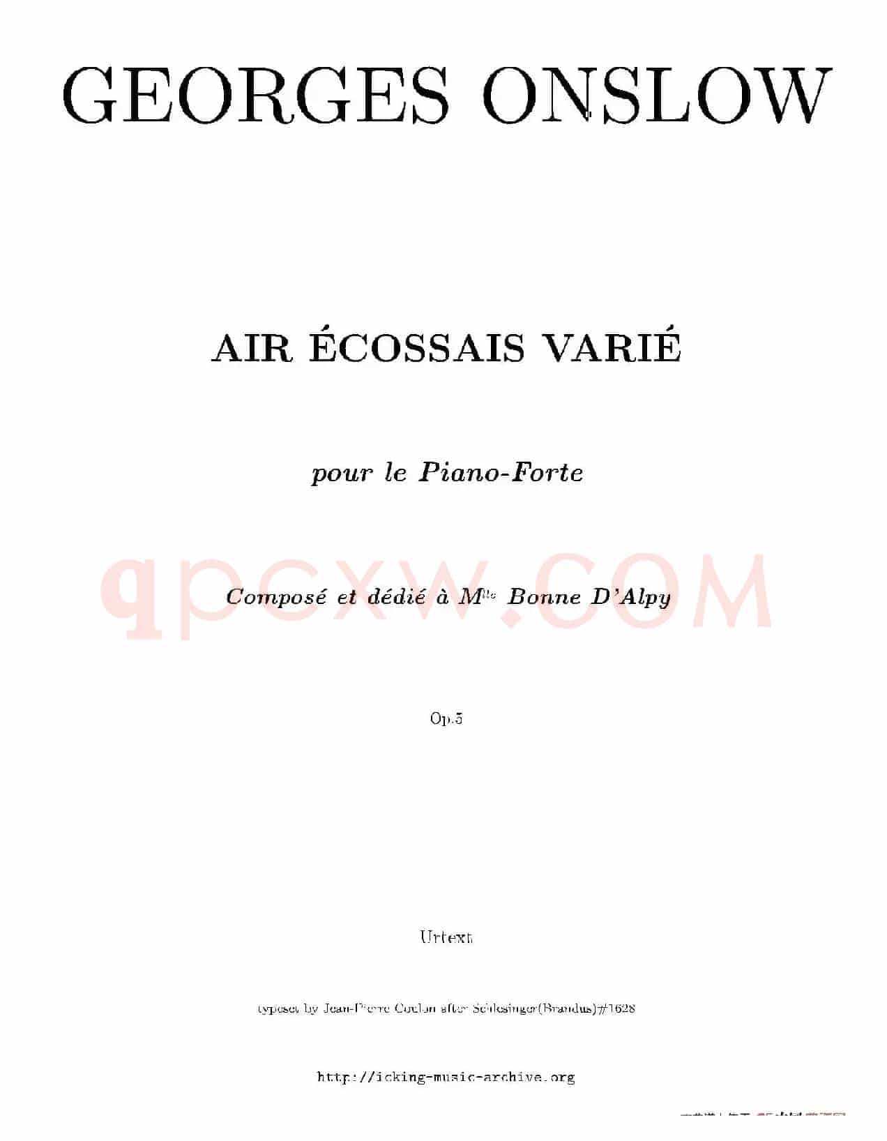 Air Ecossais Varie Op.5（苏格兰歌调变奏曲）