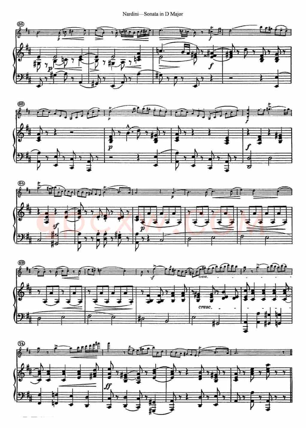 Nardini Violin Sonata in D Major（小提琴+钢琴伴奏）