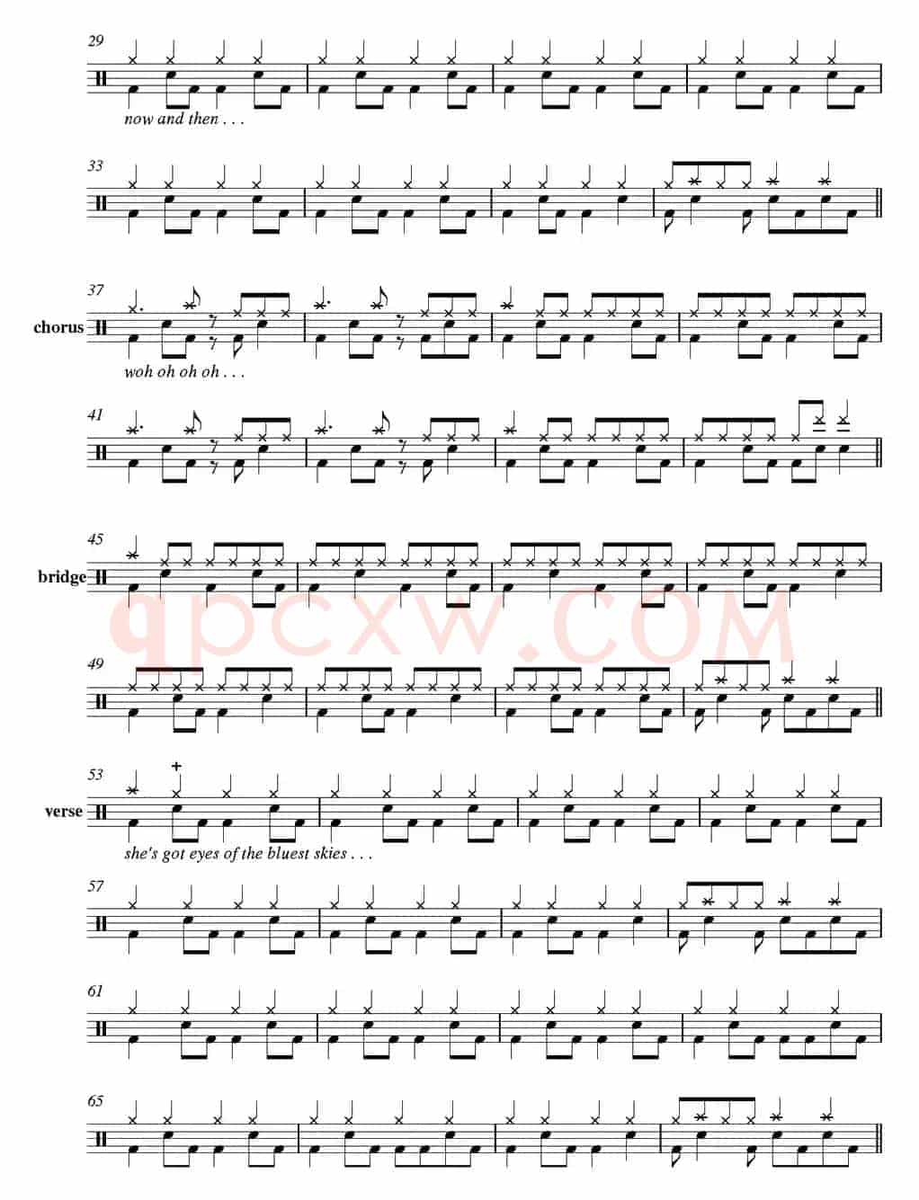 爵士鼓谱：Guns n' Roses - Sweet child of mine