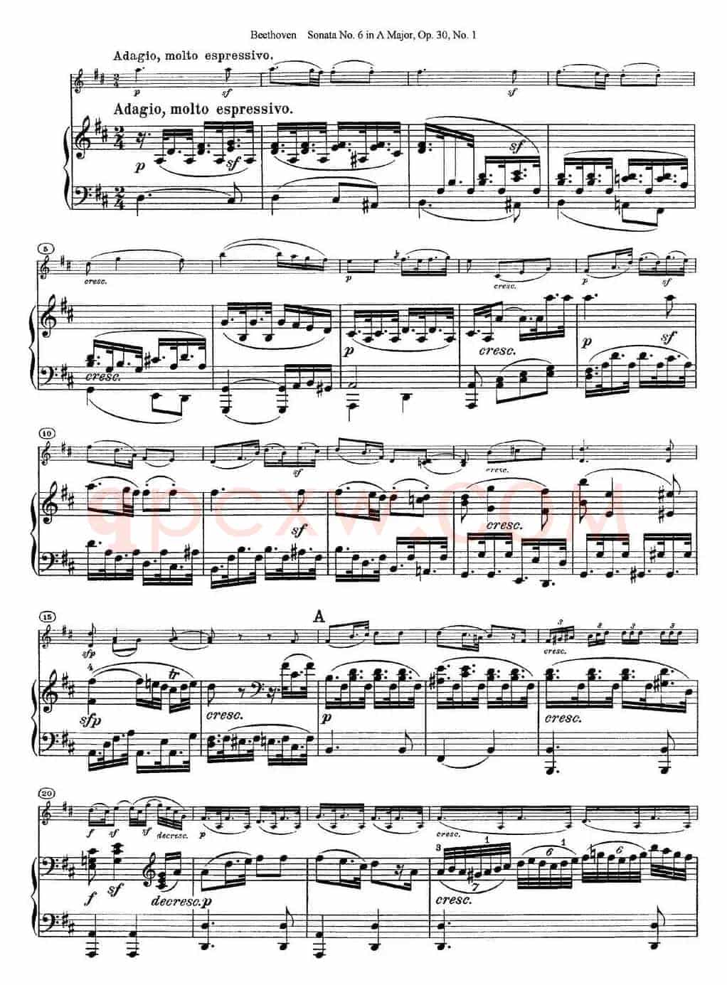 Violin Sonata No.6 in A Major Op.30 No.1（小提琴+钢琴伴奏）