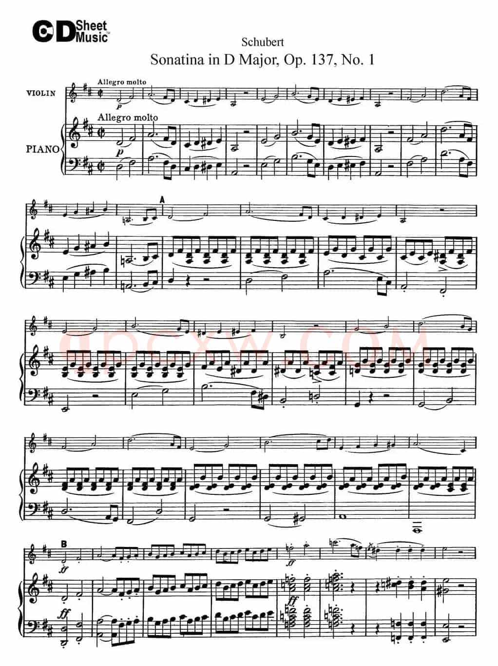 Violin Sonatina in D major Op.137 No.1（小提琴+钢琴伴奏）