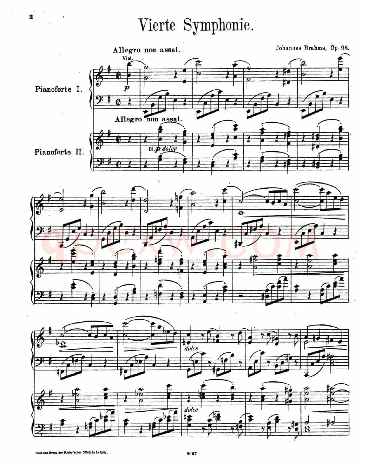 Symphony No.4 in e Minor Op.98(e小调第四交响曲·双钢琴)