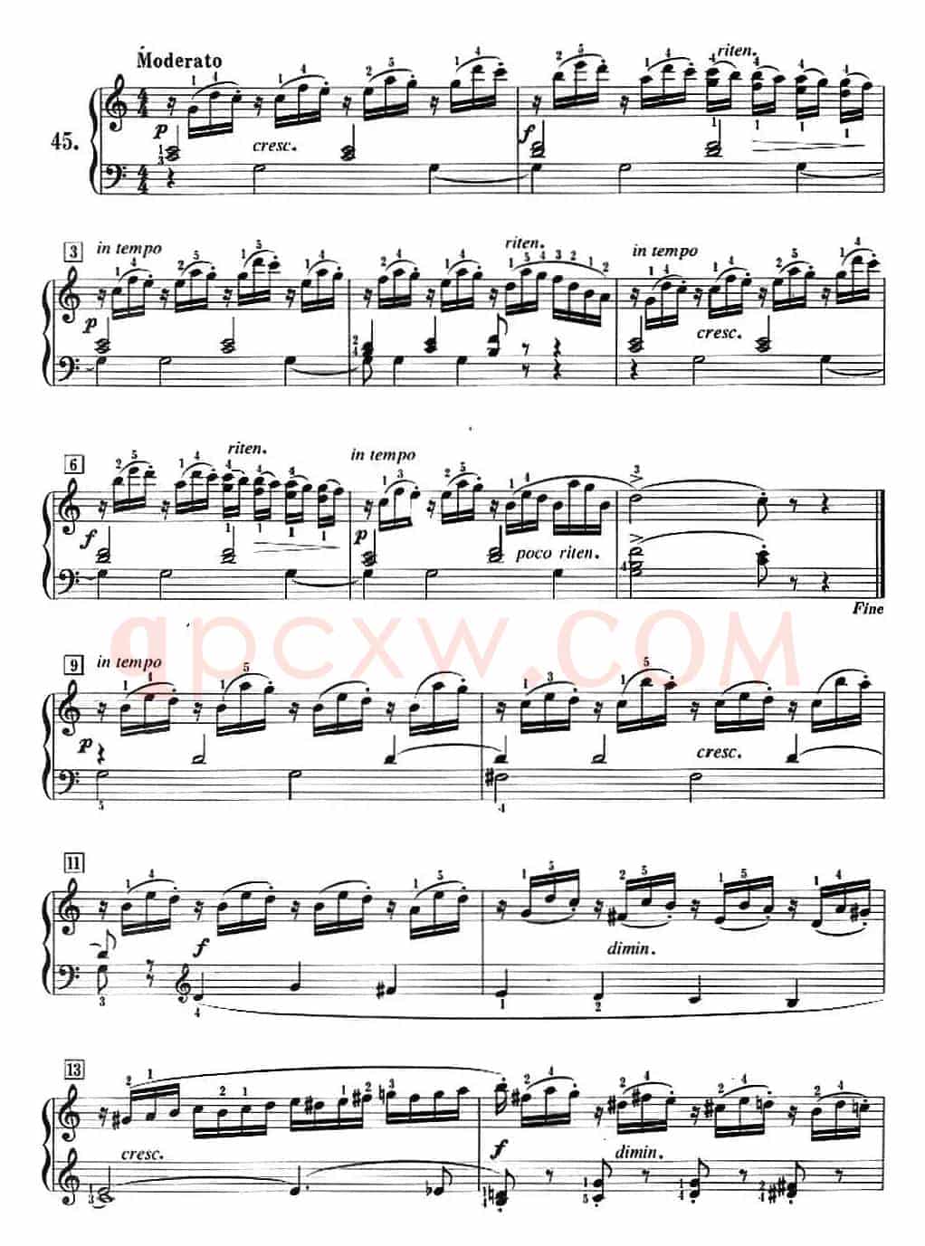 50首莱蒙钢琴练习曲 作品37（NO.45）