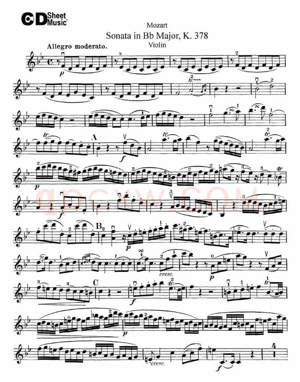 Violin Sonata in Bb Major K.378