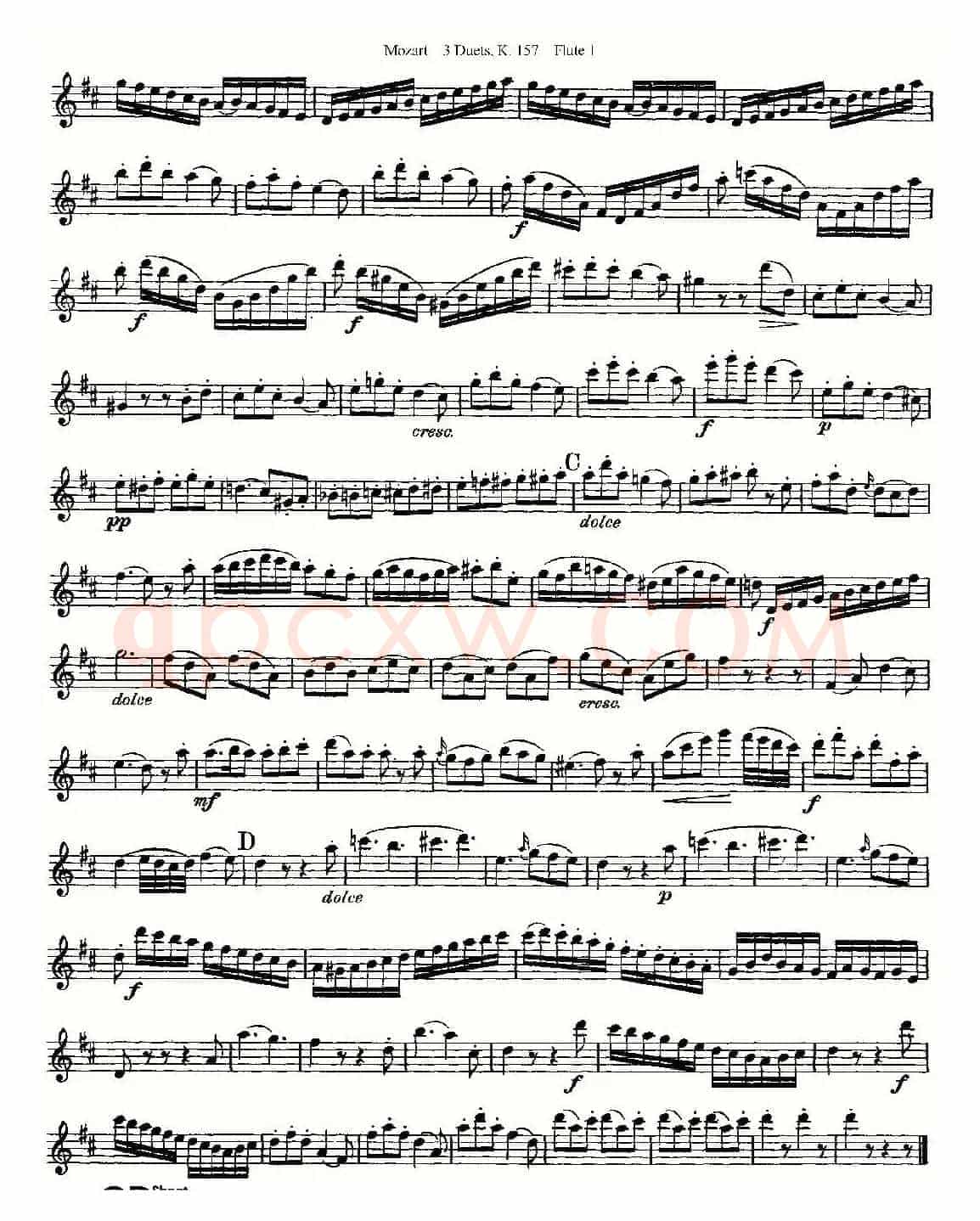 3 Duets K.157 之第一长笛（二重奏三首 K157号）