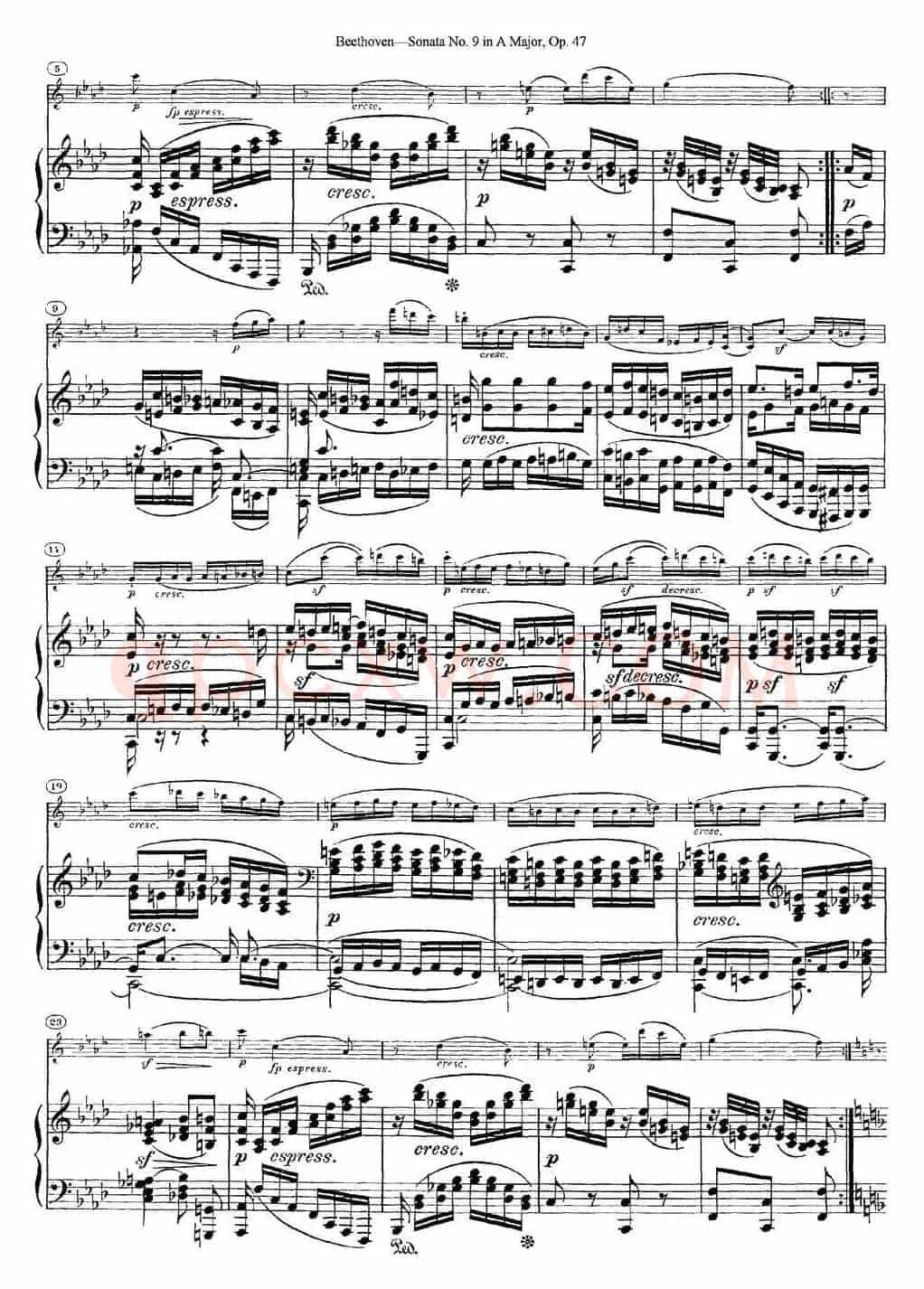 Violin Sonata No.9 in A Major Op.47（小提琴+钢琴伴奏）