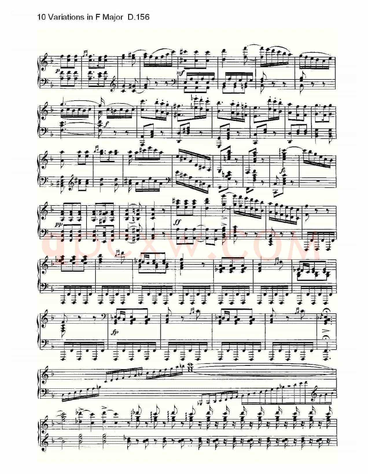 10 Variations in F Major D.156（F大调10变奏曲 D.156）