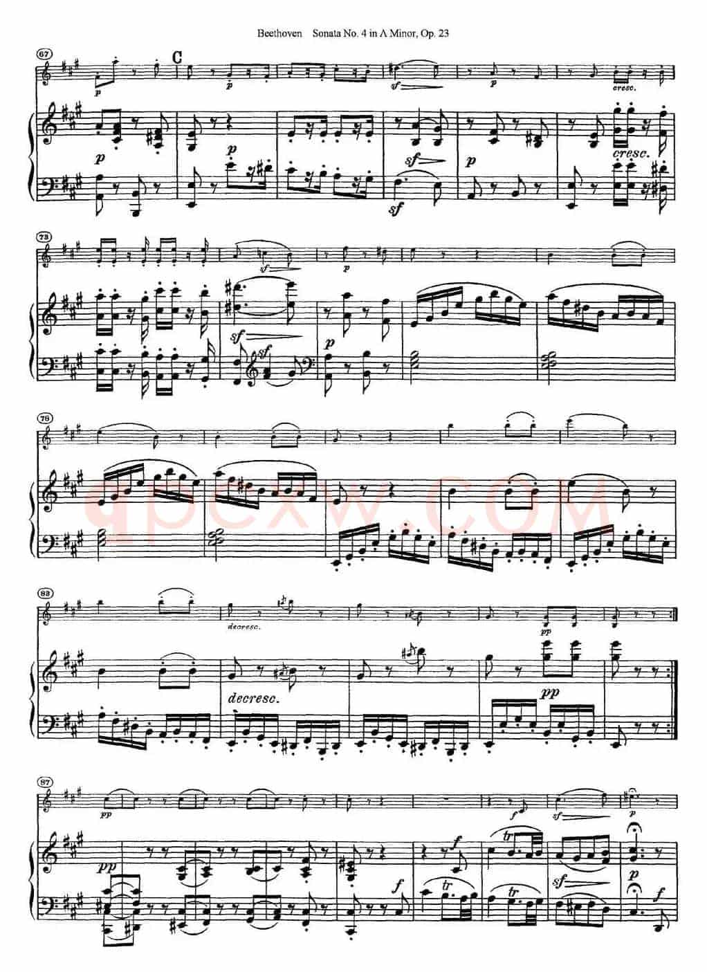 Violin Sonata No.4 in A Minor Op.23（小提琴+钢琴伴奏）