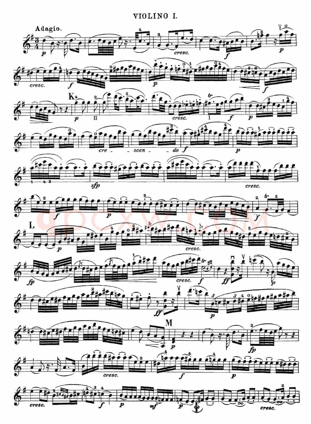 Mozart《Quartet No.20 in D Major,K.499》（Violin 1分谱）