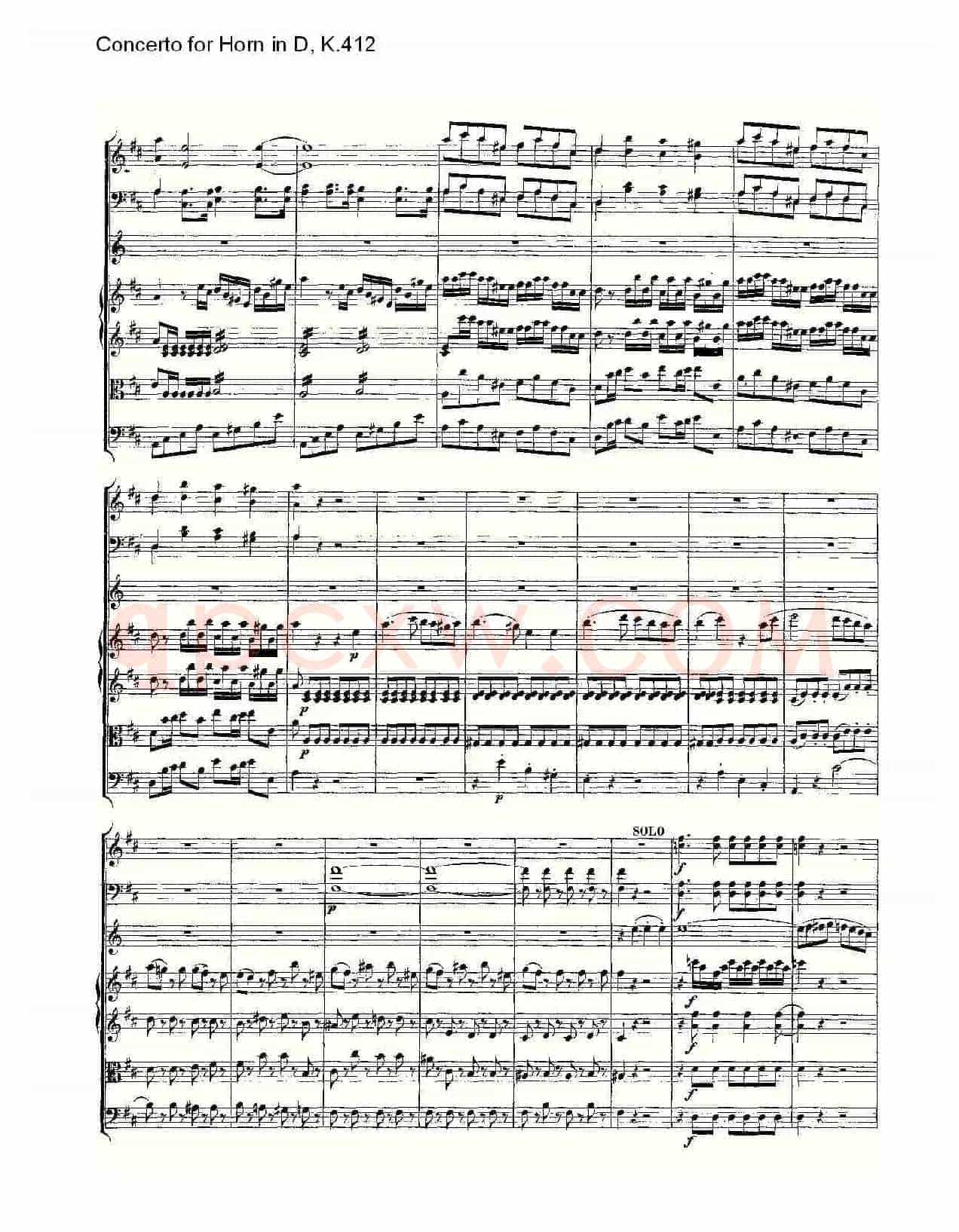 Concerto for Horn in D, K.412(D调法国号协奏曲, K.412)