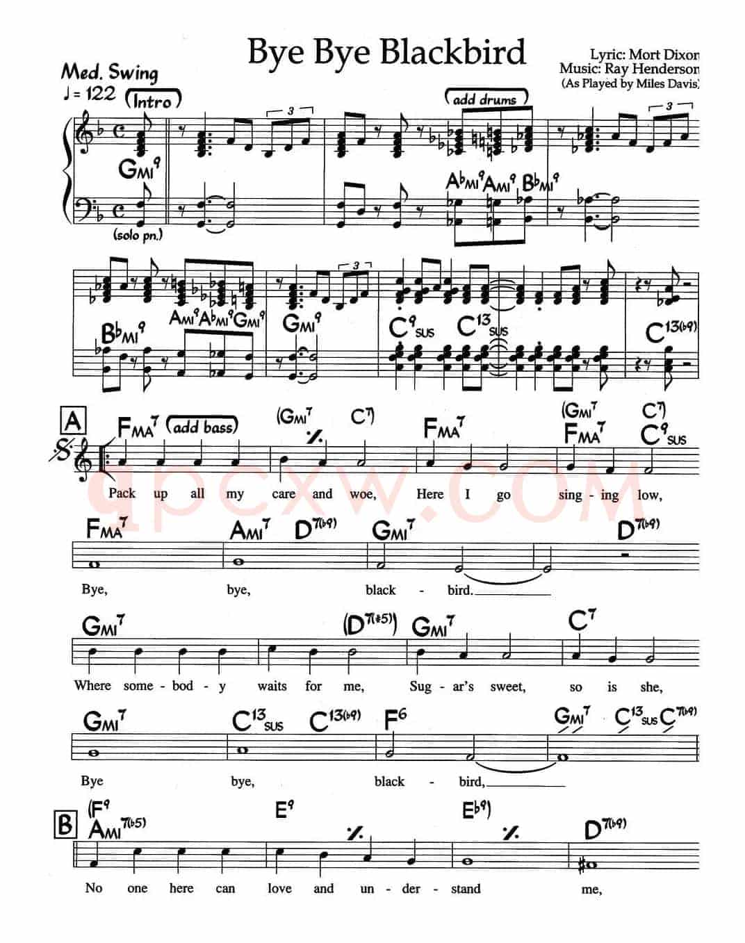 Bye Bye Blackbird（爵士钢琴曲）