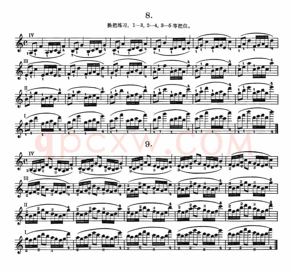 小提琴换把练习·作品第八号（第二节）