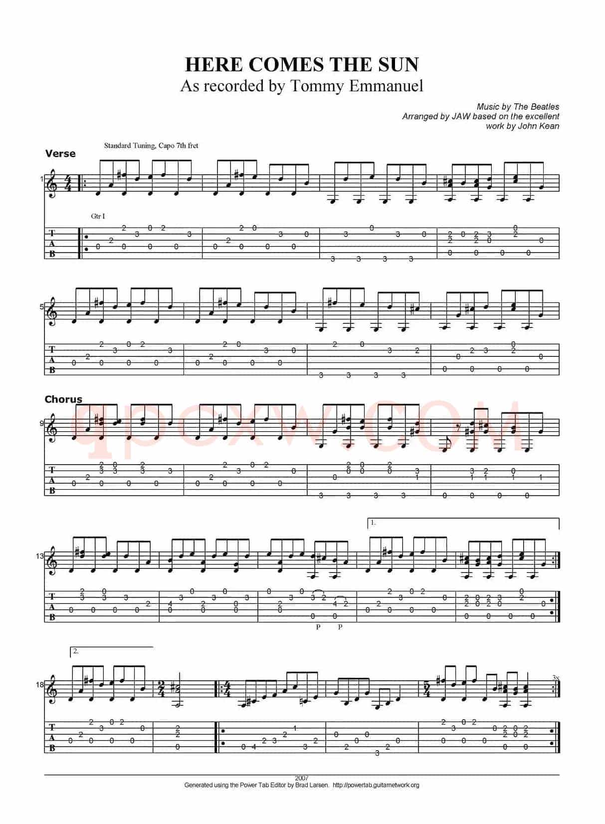 tommy emmanuel：here comes the sun（指弹吉他）