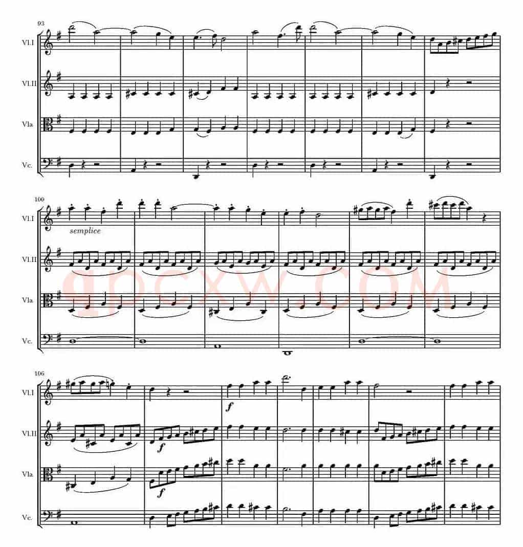 String Quartet KV.387（G大调弦乐四重奏）