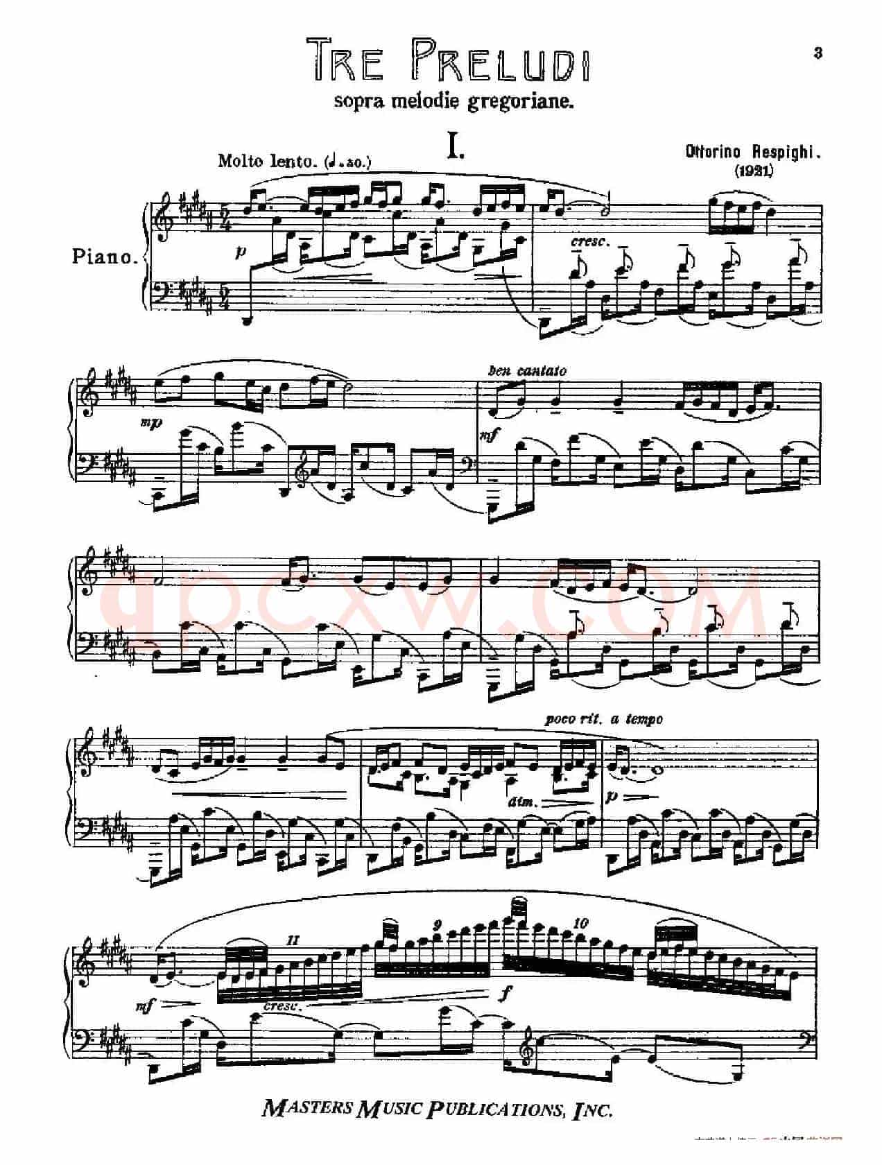 Three Preludes on Gregorian Melodies(三首格里高利圣咏前奏曲 1. 很慢的慢板)