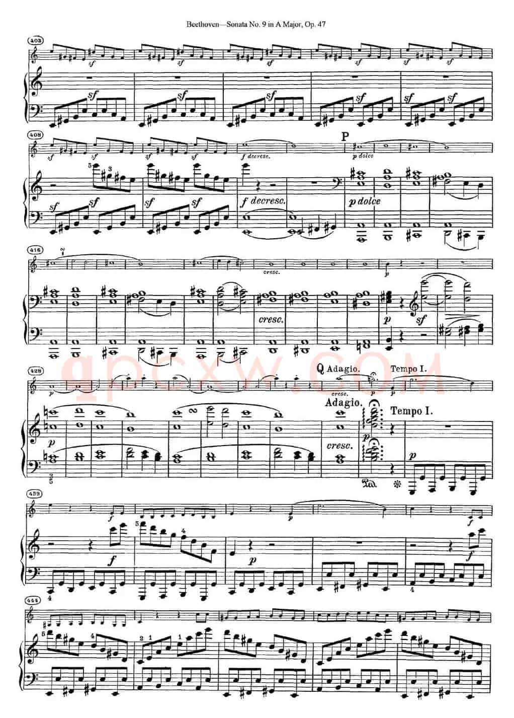 Violin Sonata No.9 in A Major Op.47（小提琴+钢琴伴奏）