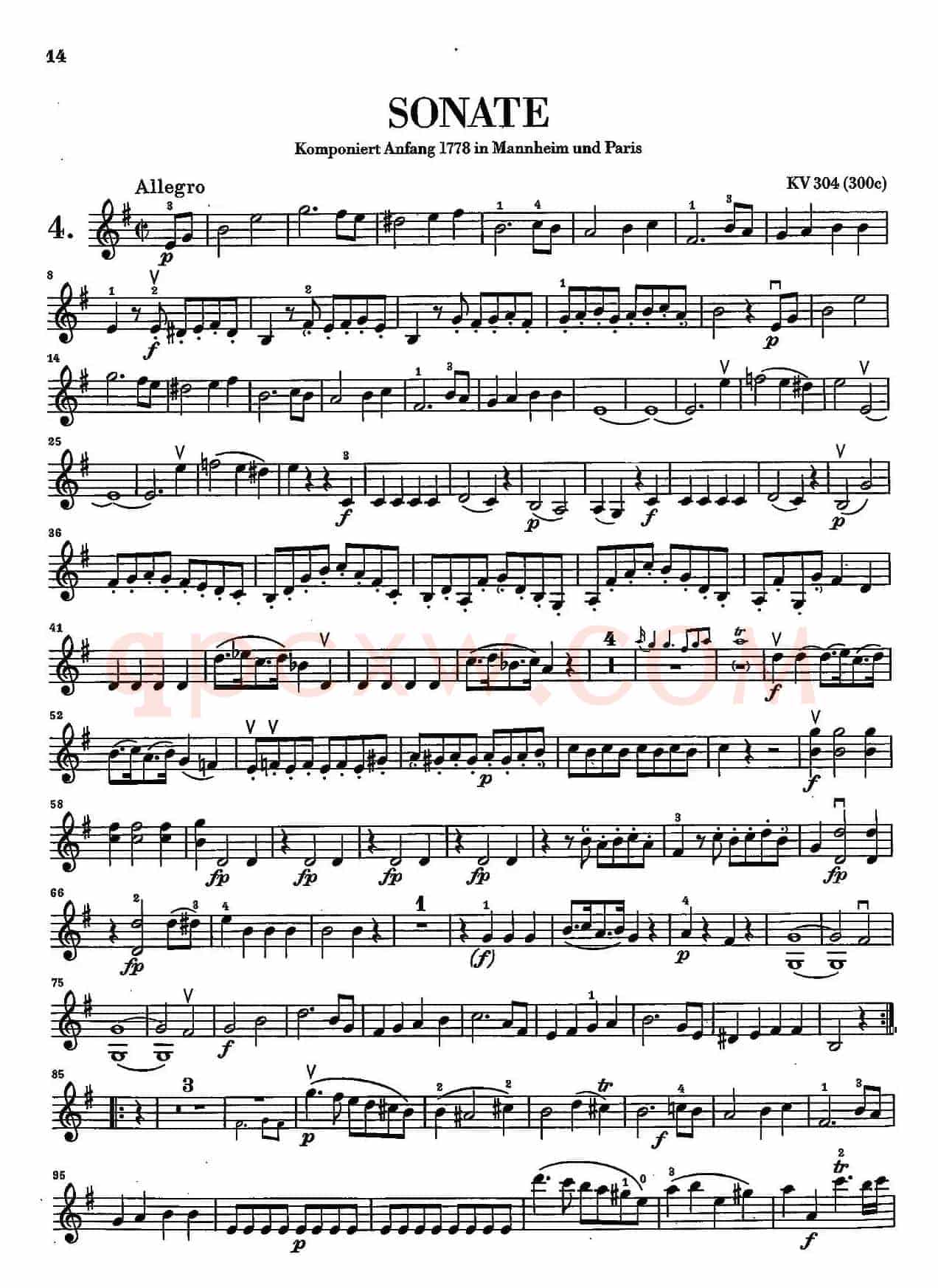 SONATE KV304（奏鸣曲 KV304）