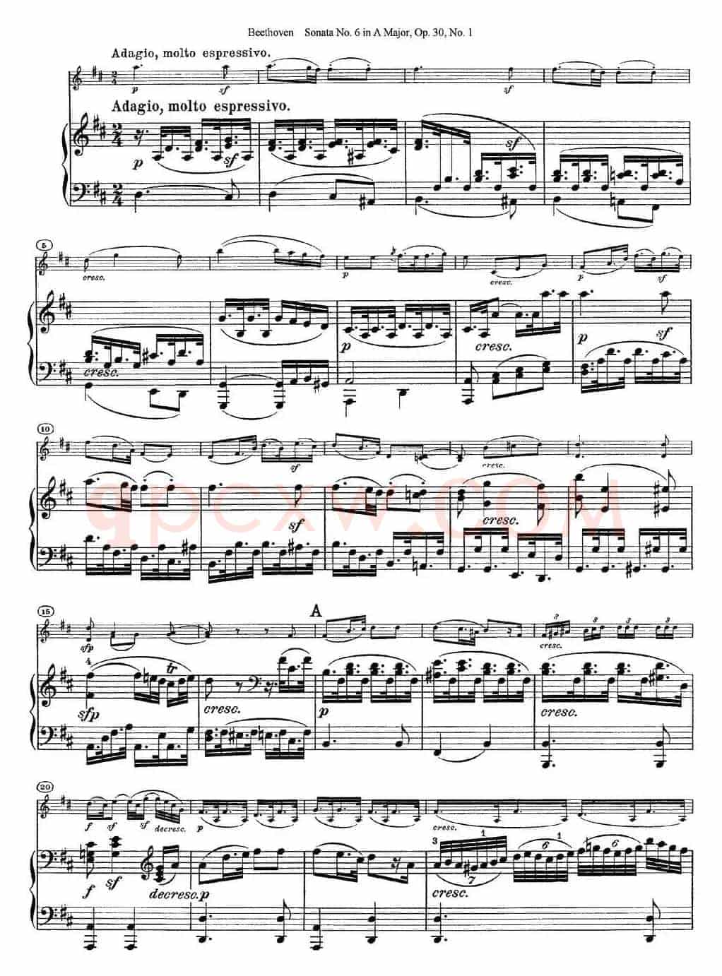 Violin Sonata No.6 in A Major Op.30 No.1（小提琴+钢琴伴奏）