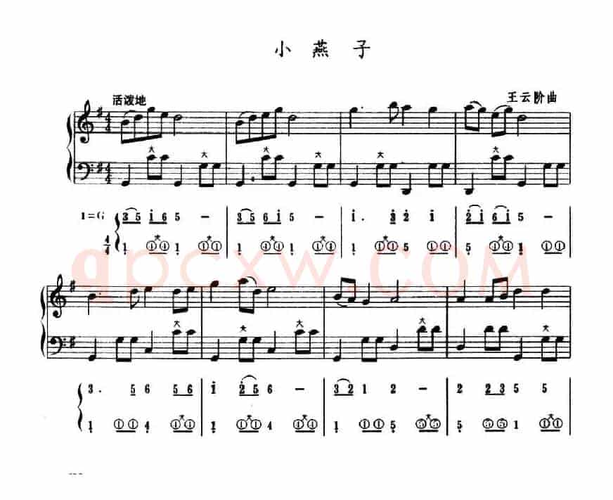 小燕子（五线谱+简谱）
