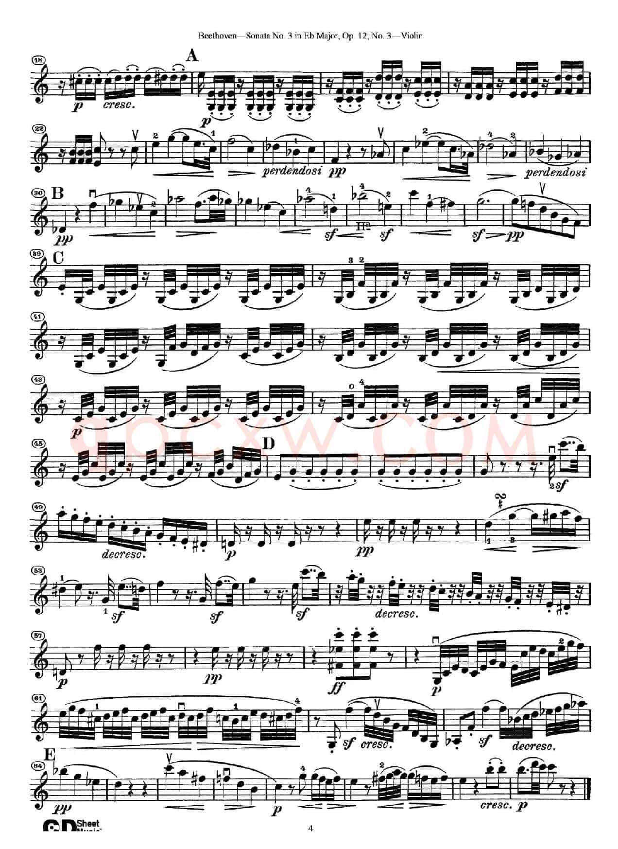降E大调第三小提琴奏鸣曲（Sonata No.3 in Eb Major Op.12,No.3）