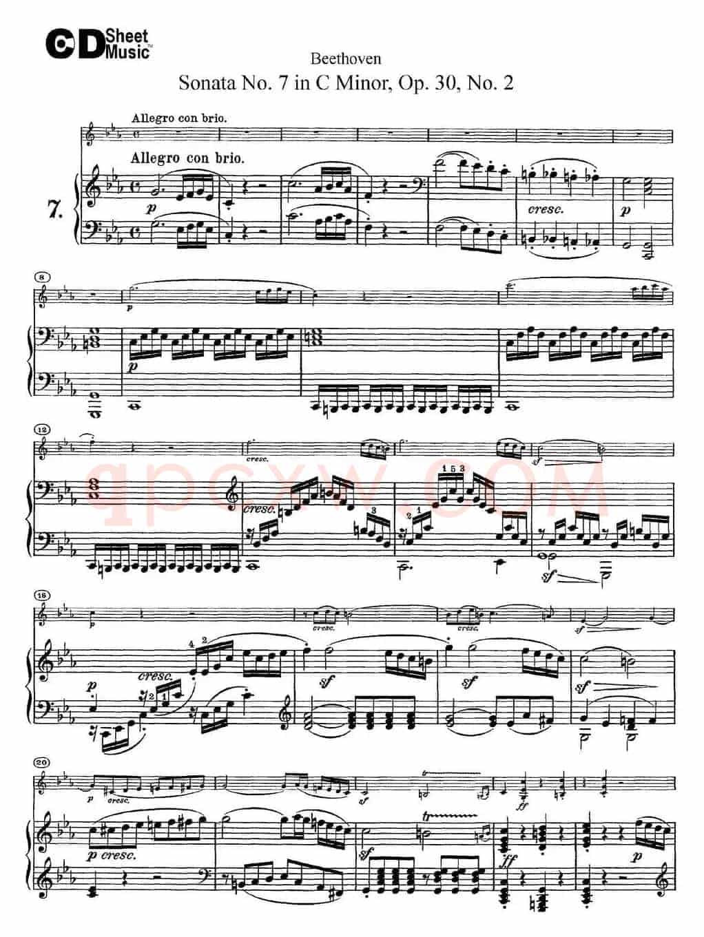 Violin Sonata No.7 in C Minor Op.30 No.2（小提琴+钢琴伴奏）