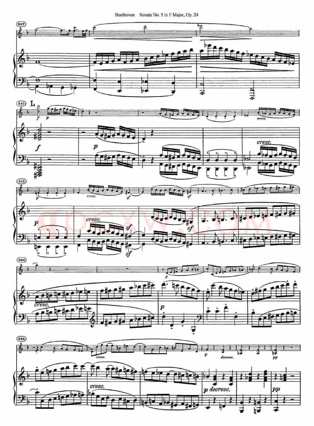 Violin Sonata No.5 in F Major Op.24（小提琴+钢琴伴奏）