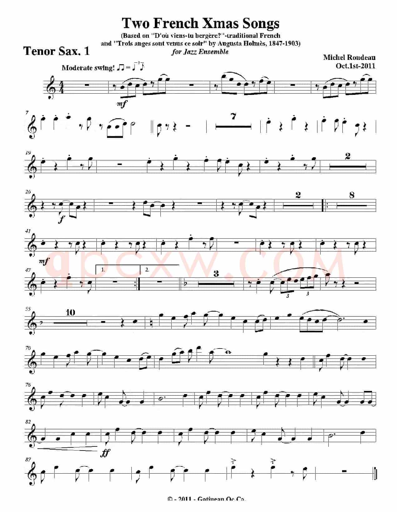 Two French Xmas Songs（第一次中音萨克斯分谱）