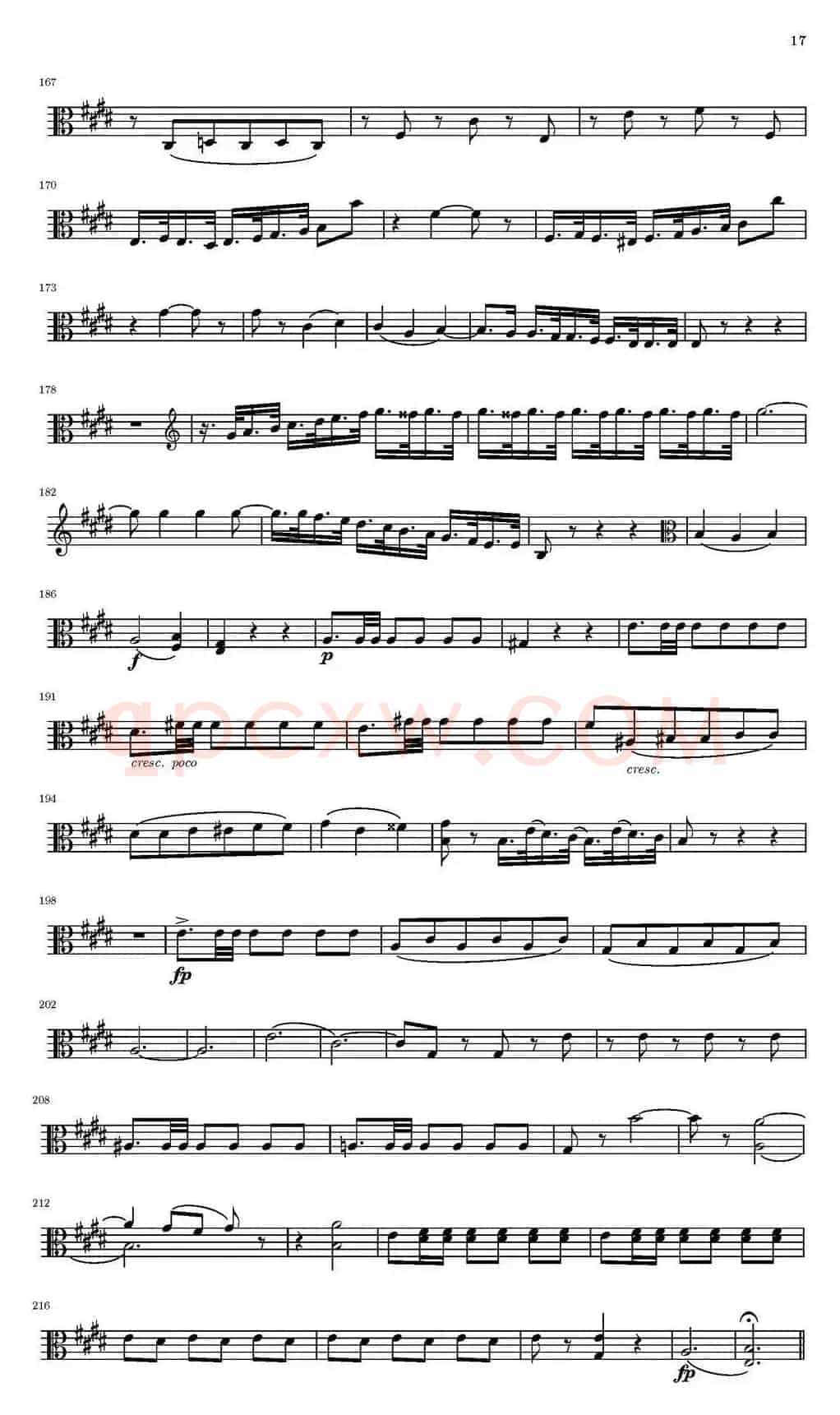 String Quartet nr.18 in E minor（E小调弦乐四重奏）（中提琴分谱）