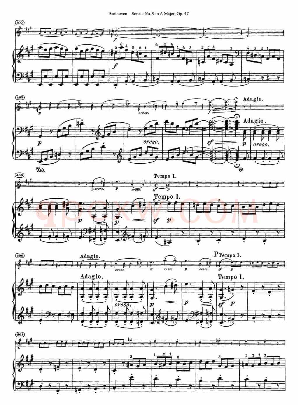 Violin Sonata No.9 in A Major Op.47（小提琴+钢琴伴奏）