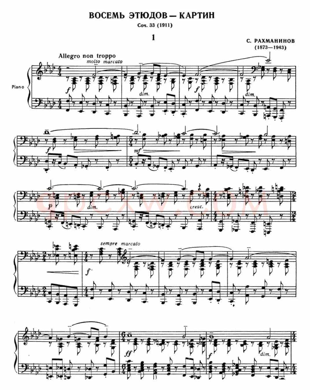 拉赫玛尼诺夫 音画练习曲1 Etudes tableaux Op.33 No.1