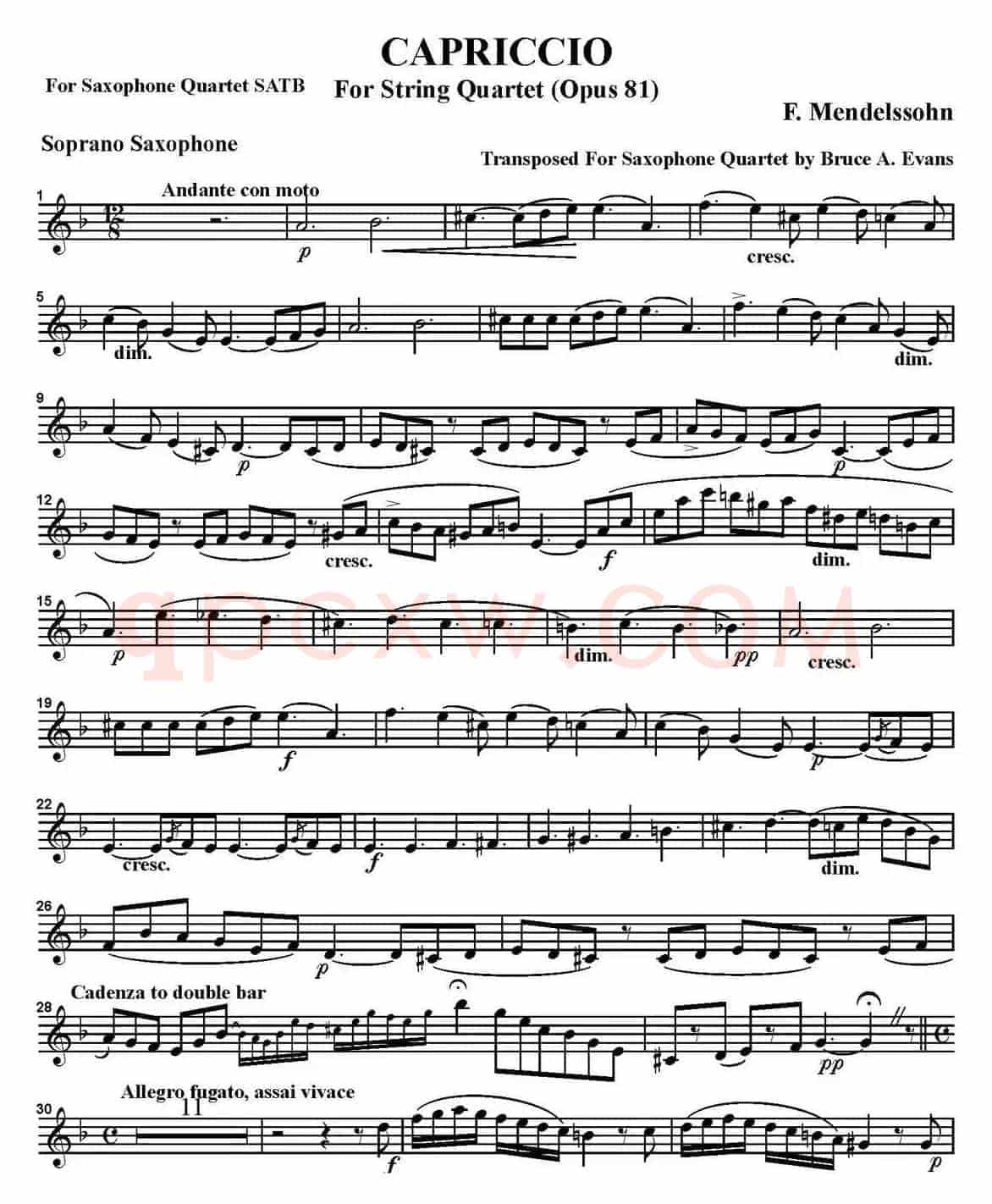 CAPRICCIO（四重奏·高音萨克斯分谱）