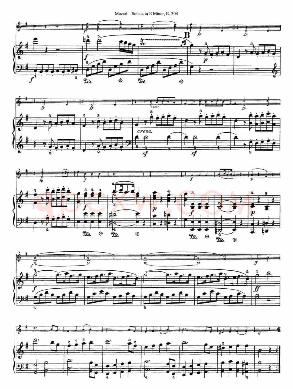 Violin Sonata in E Minor K.304（小提琴+钢琴伴奏）