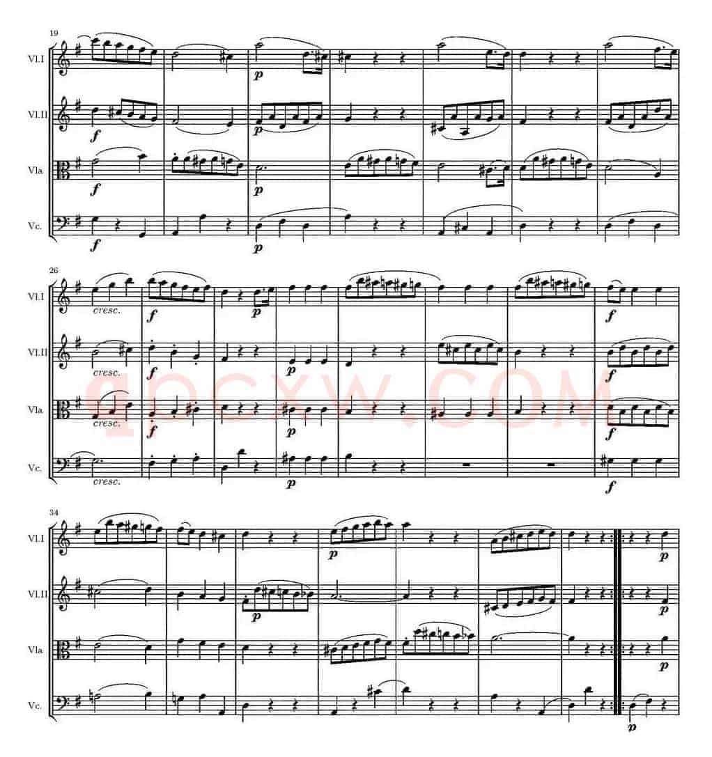 String Quartet KV.387（G大调弦乐四重奏）