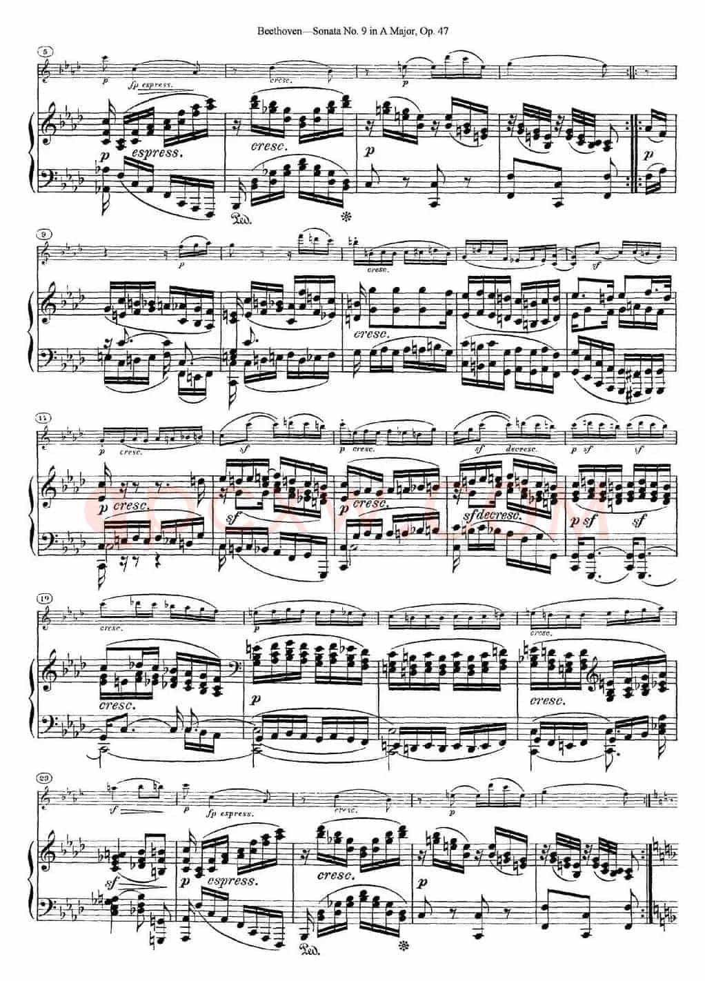 Violin Sonata No.9 in A Major Op.47（小提琴+钢琴伴奏）